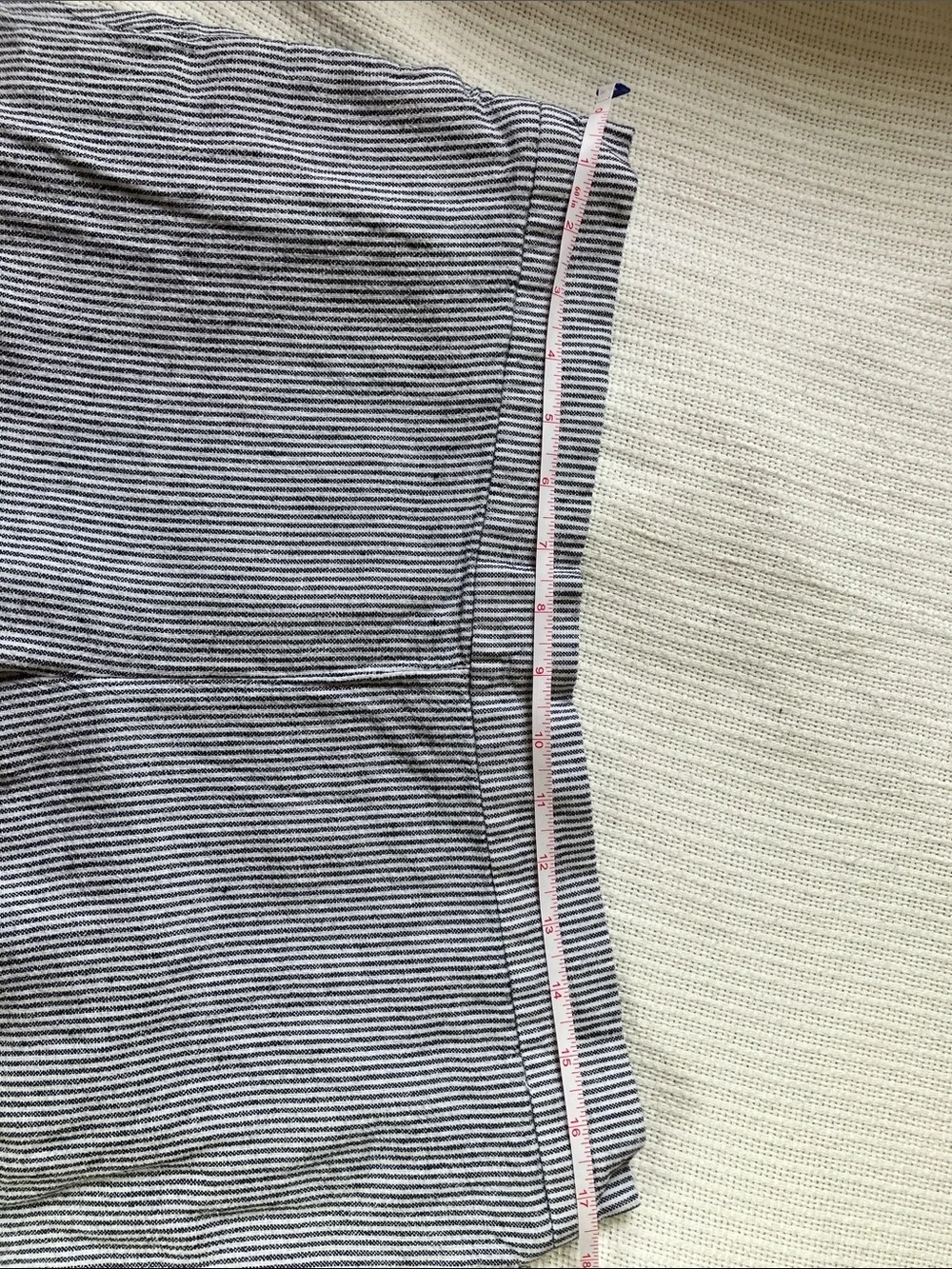 LOFT Blue and White Pinstripe Wide-Leg Capris